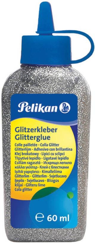 Pelikan glitterlijm flacon van 60 ml zilver