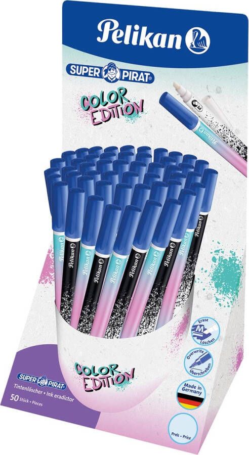 Pelikan Super Pirat inktuitwisser color edition medium punt display van 50 stuks