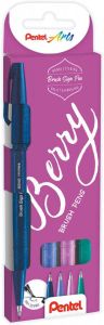 Pentel brushpen Sign Pen Brush Touch kartonnen etui met 4 stuks: donkerblauw paars rose en turquoise