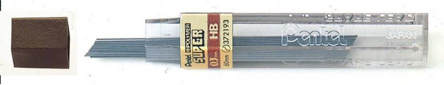 Pentel Potloodstift HB 0.3mm zwart kokerà 12 stuks