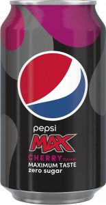 Pepsi Max frisdrank cherry blik van 33 cl pak van 24 stuks