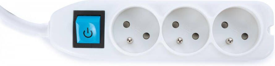 Perel contactdoos met 3 stopcontacten en schakelaar inclusief kabelbox wit voor België