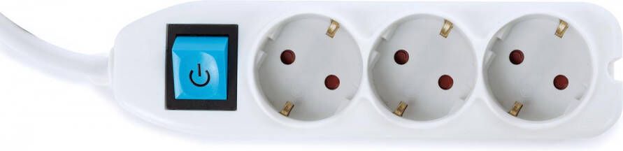 Perel contactdoos met 3 stopcontacten en schakelaar inclusief kabelbox wit voor Nederland