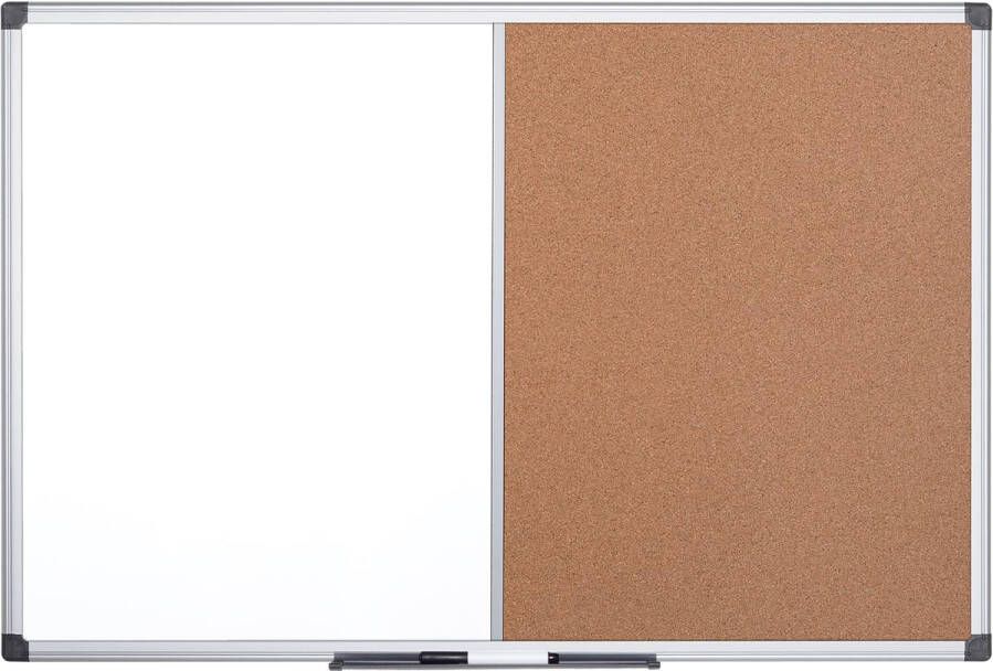 Pergamy combibord kurk en magnetisch whiteboard ft 60 x 90 cm
