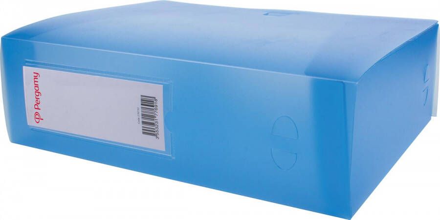 Pergamy elastobox voor ft A4 uit PP van 700 micron rug van 10 cm transparant blauw