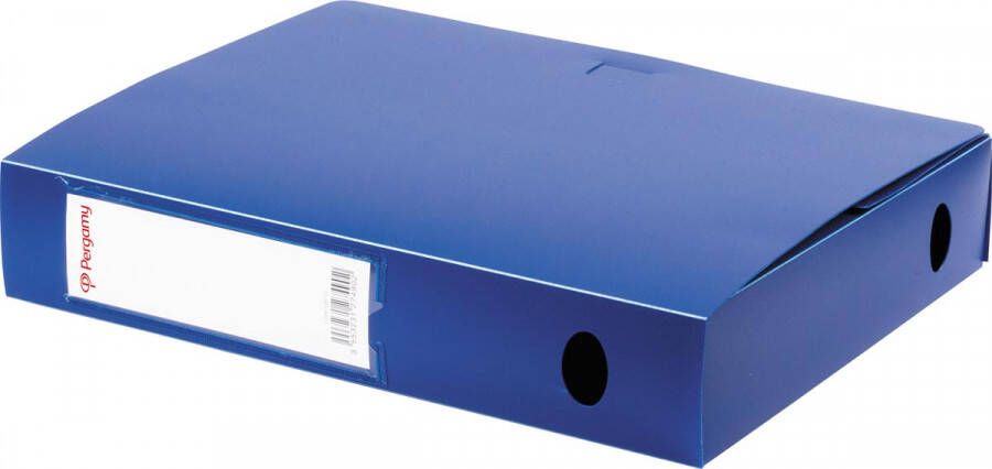 Pergamy elastobox voor ft A4 uit PP van 700 micron rug van 6 cm blauw