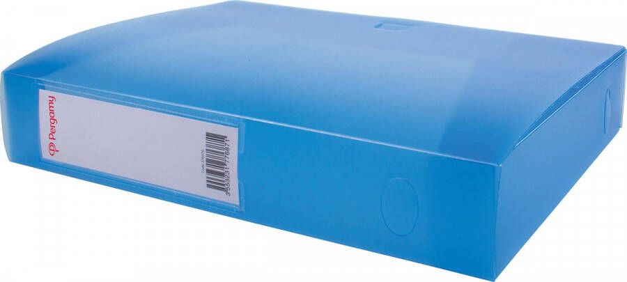Pergamy elastobox voor ft A4 uit PP van 700 micron rug van 6 cm transparant blauw