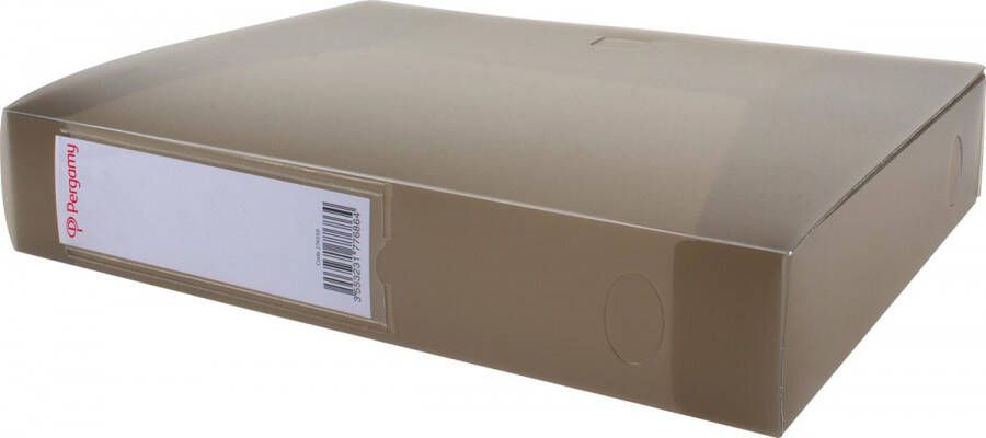 Pergamy elastobox voor ft A4 uit PP van 700 micron rug van 6 cm transparant grijs