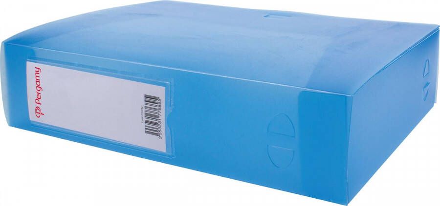 Pergamy elastobox voor ft A4 uit PP van 700 micron rug van 8 cm transparant blauw