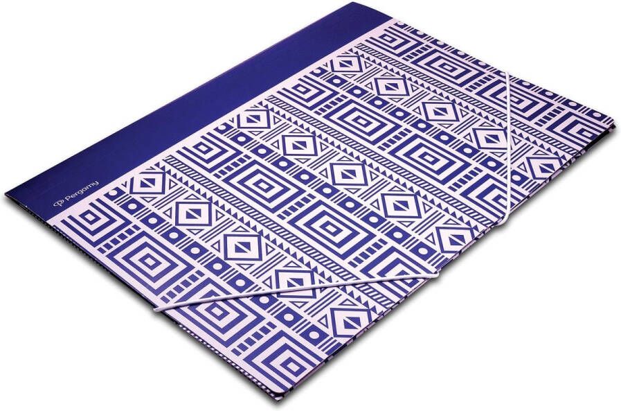 Pergamy Ethnic elastomap met kleppen ft A4 blauw
