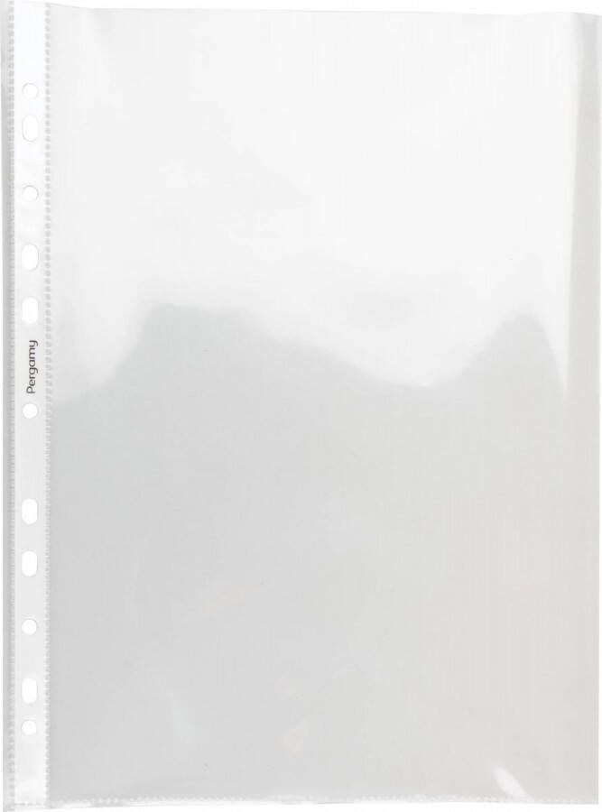 Pergamy geperforeerde showtas A4 11-gaatsperforatie glasheldere PP van 90 micron doos van 100 stuks