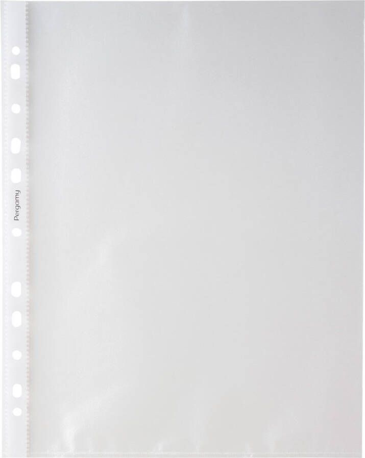 Pergamy geperforeerde showtas ft A4 11-gaatsperforatie gekorrelde PP van 50 micron pak van 100 stuks
