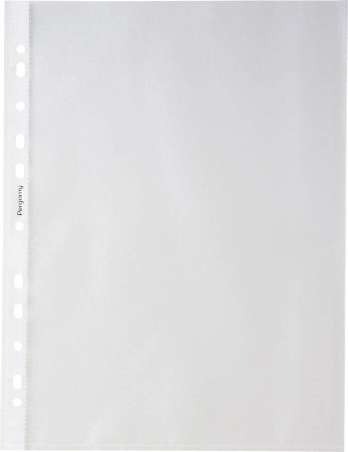 Pergamy geperforeerde showtas ft A4 11-gaatsperforatie gekorrelde PP van 60 micron pak van 100 stuks