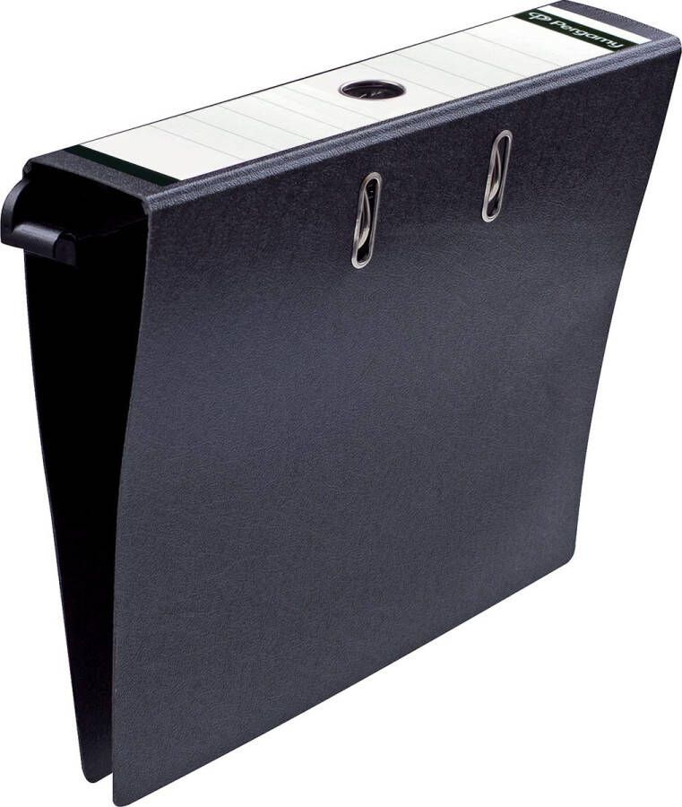 Pergamy hangmapordner ft A4 2 pochettes karton rug van 5 cm zwart
