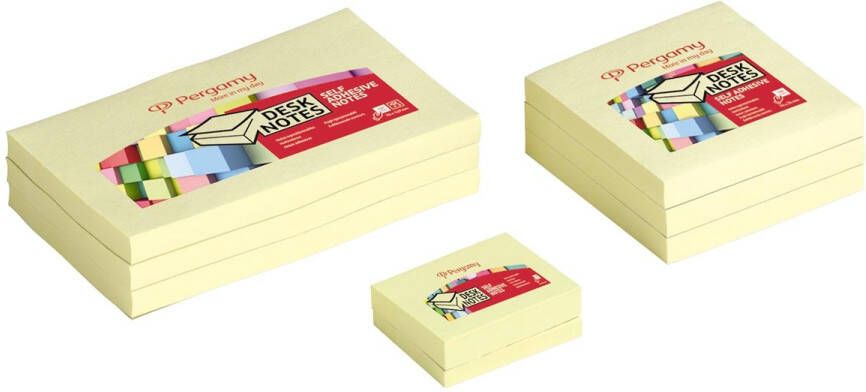 Pergamy notes ft 38 x 51 mm pak van 12 blokken geel