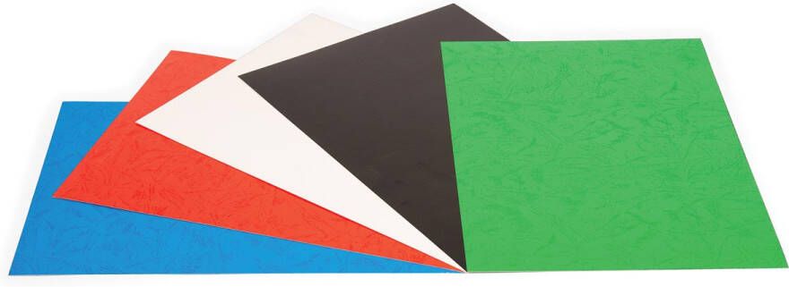 Pergamy omslagen ft A4 karton lederlook 250 micron pak van 25 stuks geassorteerde kleuren