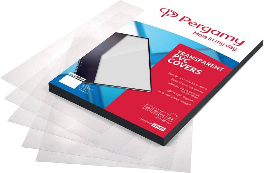 Pergamy omslagen uit transparante PVC ft A4 250 micron pak van 100 stuks