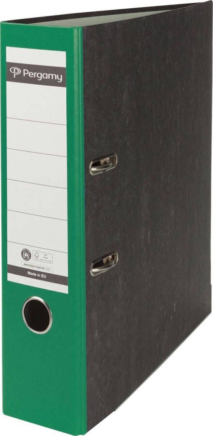 Pergamy ordner voor ft A4 uit karton rug van 8 cm gewolkt groen