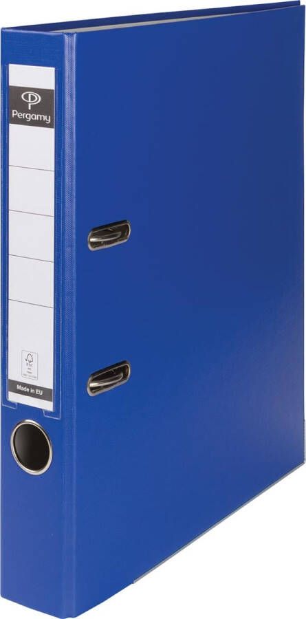 Pergamy ordner voor ft A4 uit PP en papier met beschermrand rug van 5 cm blauw