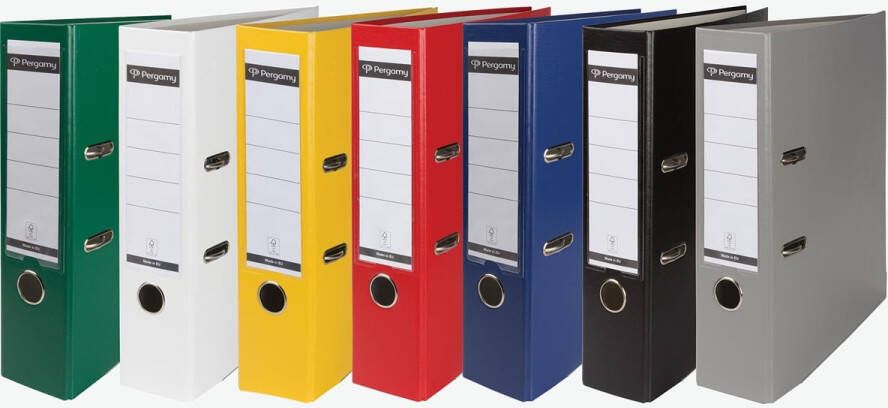 Pergamy ordner voor ft A4 uit PP en papier met beschermrand rug van 8 cm geassorteerde kleuren