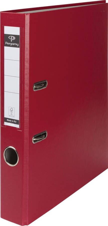 Pergamy ordner voor ft A4 uit PP en papier zonder beschermrand rug van 5 cm bordeaux - Foto 2