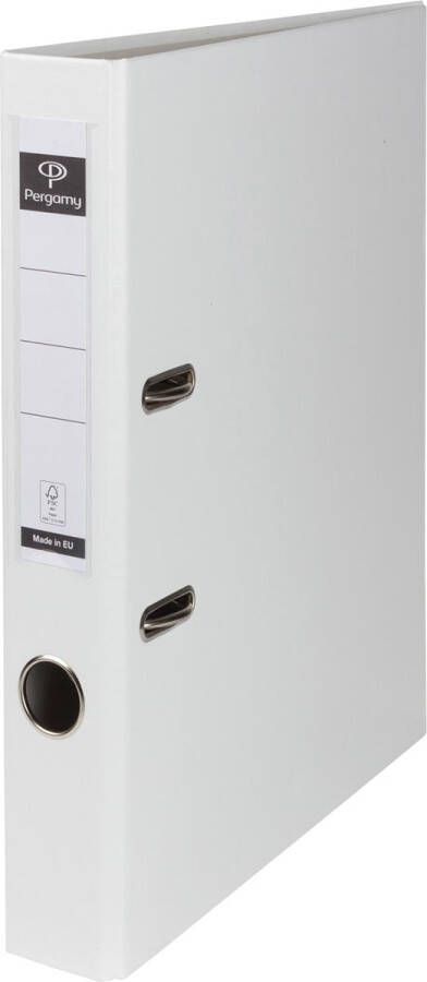 Pergamy ordner voor ft A4 uit PP en papier zonder beschermrand rug van 5 cm wit - Foto 2