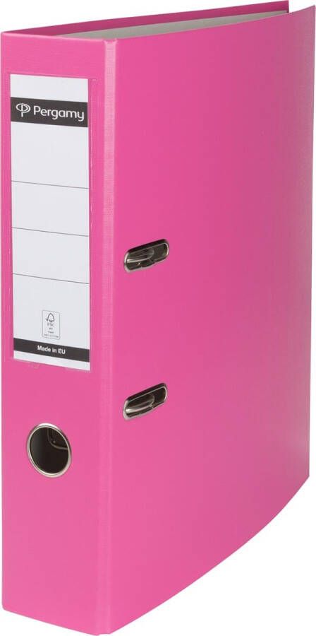 Pergamy ordner voor ft A4 uit PP en papier zonder beschermrand rug van 7 5 cm roze - Foto 2
