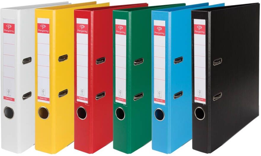 Merkloos Pergamy ordner voor ft A4 volledig uit PP rug van 5 cm geassorteerde kleuren - Foto 2