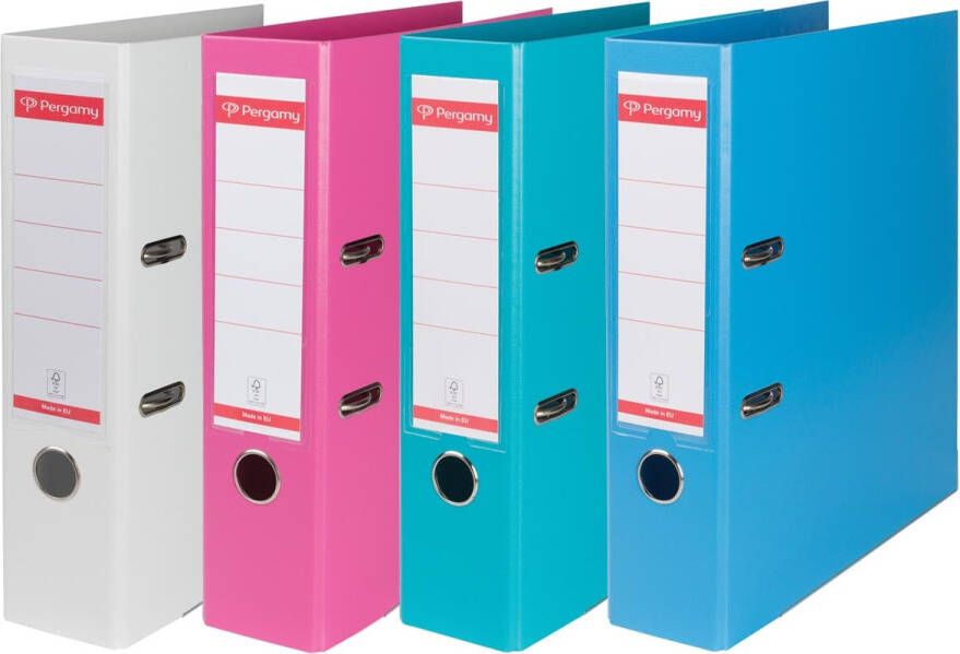 Merkloos Pergamy ordner voor ft A4 volledig uit PP rug van 8 cm geassorteerde kleuren - Foto 2