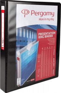 Pergamy personaliseerbare ringmap ft A4 2 pochettes 2 insteektassen 4 D-ringen van 25 mm zwart