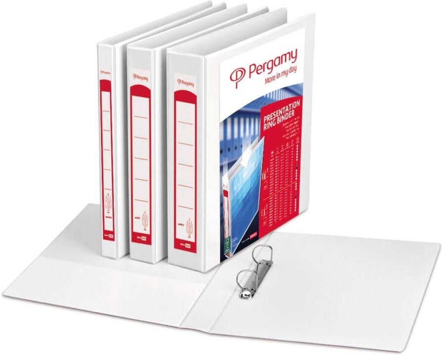 Pergamy personaliseerbare ringmap ft A4 2 pochettes 3 insteektassen 2 D-ringen van 16 mm wit