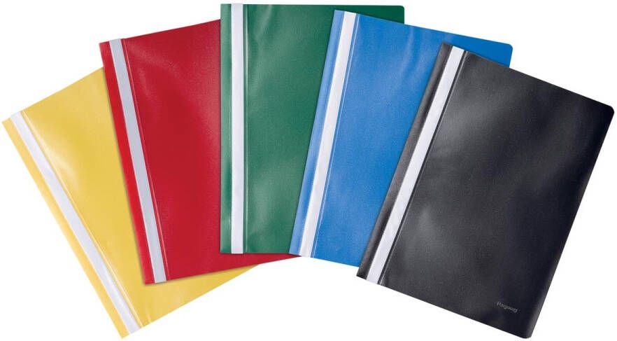 Pergamy snelhechtmap ft A4 PP pak van 5 stuks geassorteerde kleuren