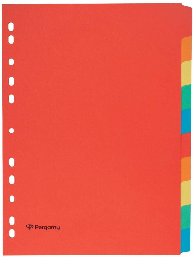 Pergamy tabbladen ft A4 11-gaatsperforatie karton geassorteerde kleuren 10 tabs 25 stuks