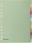 Pergamy tabbladen ft A4 11-gaatsperforatie karton geassorteerde pastelkleuren 12 tabs - Thumbnail 1