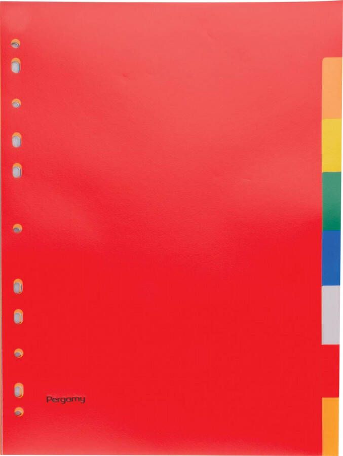 Pergamy tabbladen ft A4 11-gaatsperforatie PP 8 tabs in geassorteerde kleuren