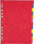 Pergamy tabbladen ft A4 11-gaatsperforatie stevig karton geassorteerde kleuren 12 tabs - Thumbnail 1