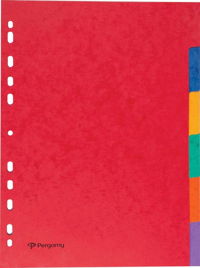 Pergamy tabbladen ft A4 11-gaatsperforatie stevig karton geassorteerde kleuren 6 tabs