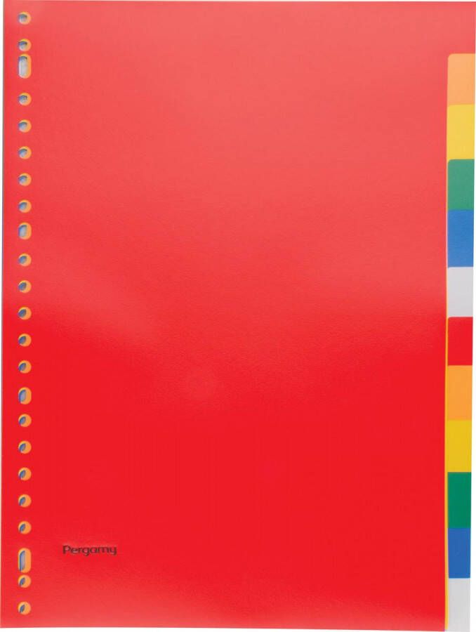 Pergamy tabbladen ft A4 23-gaatsperforatie PP 12 tabs in geassorteerde kleuren