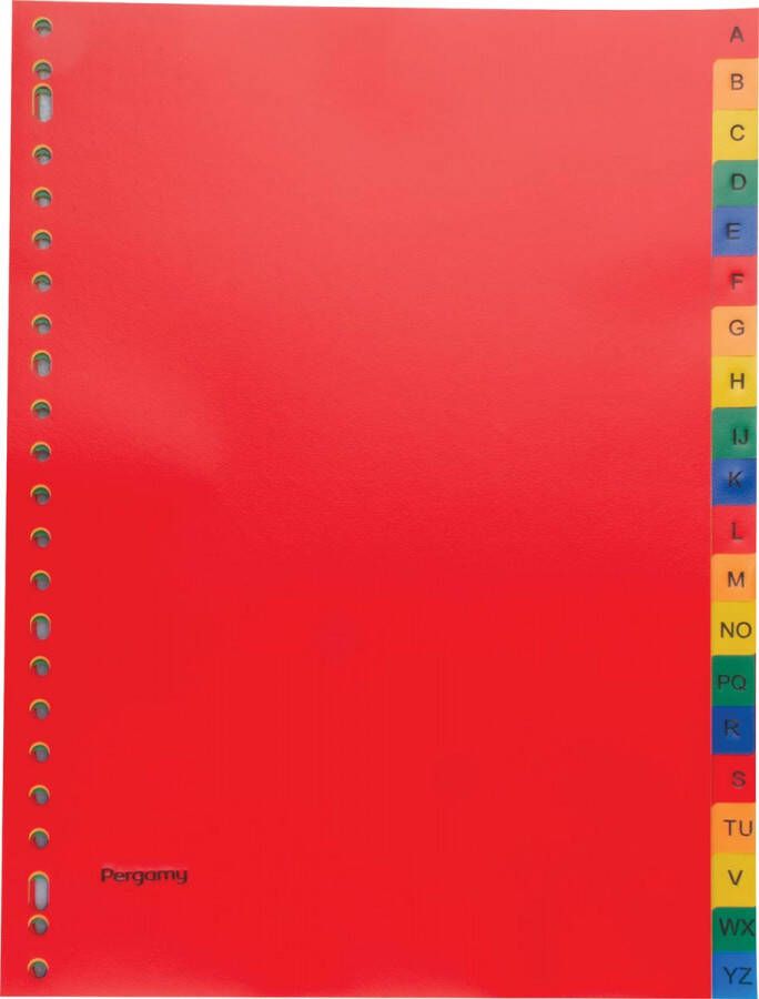 Pergamy tabbladen ft A4 23-gaatsperforatie PP geassorteerde kleuren A-Z