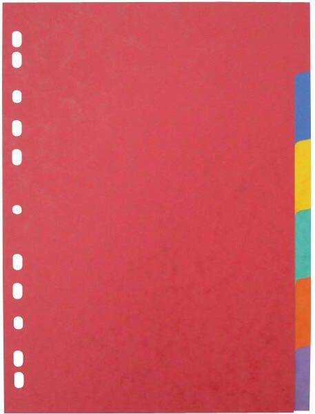 Pergamy tabbladen ft A4 maxi 11-gaatsperforatie stevig karton geassorteerde kleuren 6 tabs
