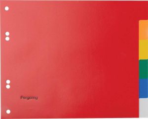 Pergamy tabbladen ft A5 6-gaatsperforatie PP 6 tabs in geassorteerde kleuren