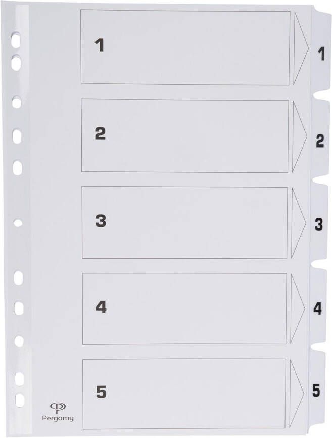 Pergamy tabbladen met indexblad ft A4 11-gaatsperforatie karton set 1-5