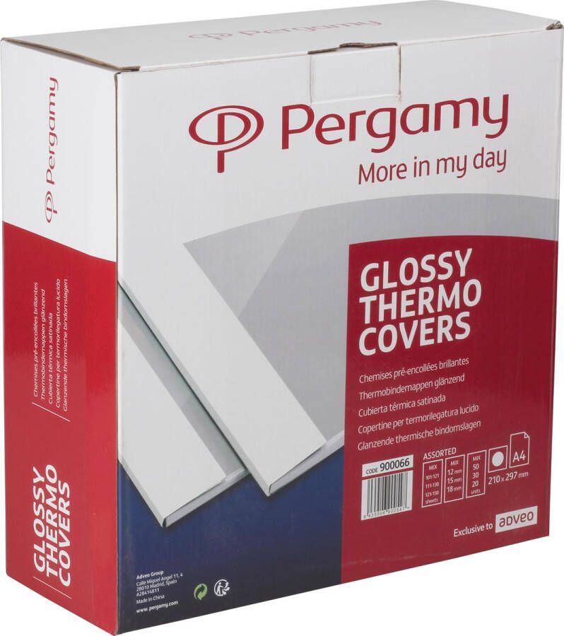 Pergamy thermische omslagen ft A4 karton rug van 12-15-18 mm pak van 100 stuks wit