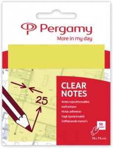Pergamy transparante notes ft 76 x 76 mm 50 vel geel