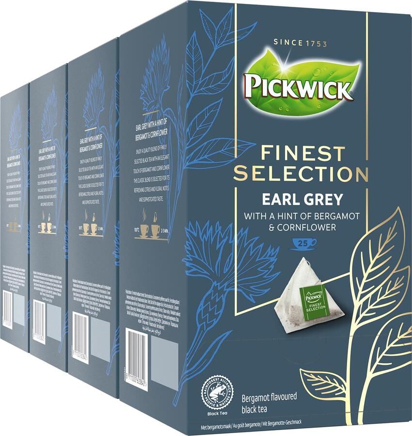 Pickwick thee finest selection zwarte thee Earl grey pak van 25 zakjes