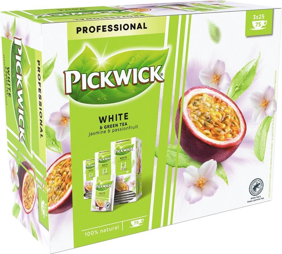 Pickwick thee groene thee jasmijn passievrucht pak van 25 zakjes