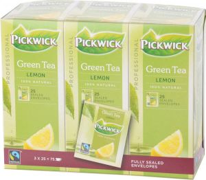 Pickwick thee groene thee met lemon fairtrade pak van 25 zakjes