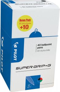 Pilot balpen Super Grip G fijn met dop value pack met 30 + 10 stuks in 4 geassorteerde kleuren