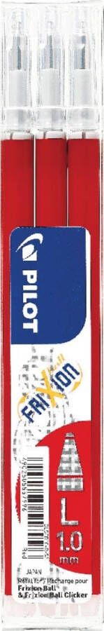 Pilot balpenvulling FriXion Ball Clicker rood etui van 3 stuks