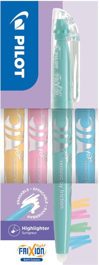 Pilot FriXion Light markeerstift Soft doos van 4 stuks: roze oranje groen blauw